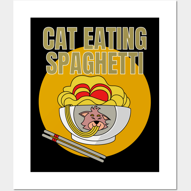 Cat Bowl Eating Spaghetti Wall Art by rubensasilva